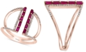 EFFY Collection EFFY&reg; Ruby (1/2 ct. t.w.) & Diamond (1/5 ct. t.w.) Statement Ring in 14k Rose Gold